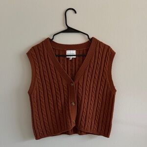 Brown Cable Knit Sweater Vest